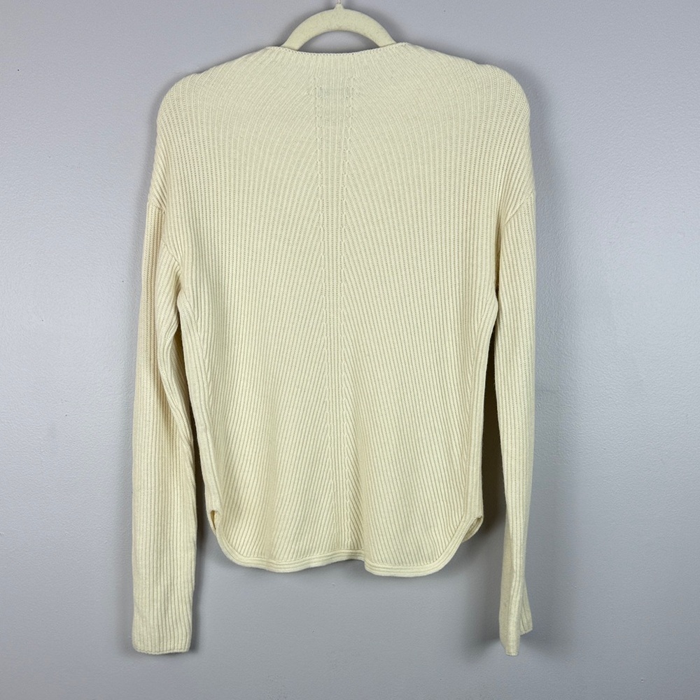 Babaton Aritzia Wool Linen Blend Ivory Cable Knit Ribbed Medium Pullover Sweater - Picture 12 of 12